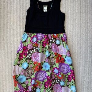 Anthropologie Fei Floral Dress XS Sleeveless Black Bodice Fit & Flare